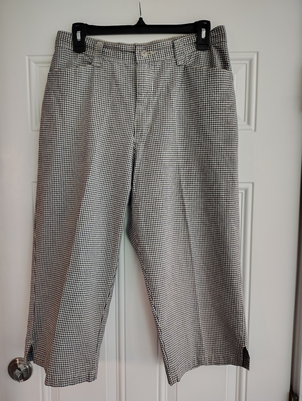 Vintage Y2K Lee Houndstooth Cropped Pants Size 12M Blue Gingham Capris 2004